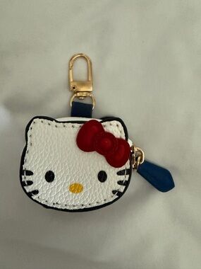 Sanrio Hello Kitty White Coin Pouch with Red Bow and Blue Strap